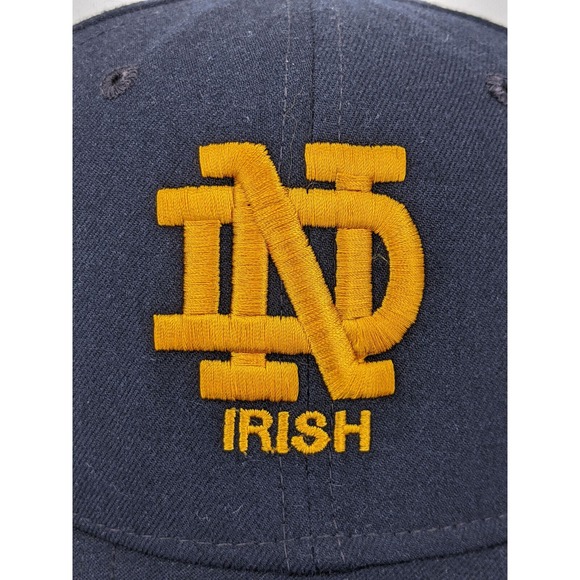 Vtg. Notre Dame Irish Black Embroidered New Era USA Med-Large Size Baseball Hat - Picture 10 of 10
